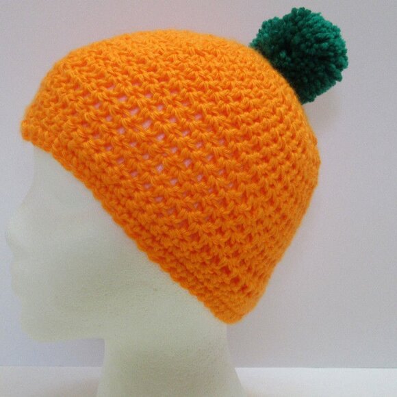 Halloween Skull Cap Childs Orange Pumpkin Hat OS - Picture 1 of 4